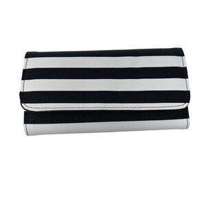Kut From The Kloth Womens Black & White Striped Wallet Trifold Card Slots